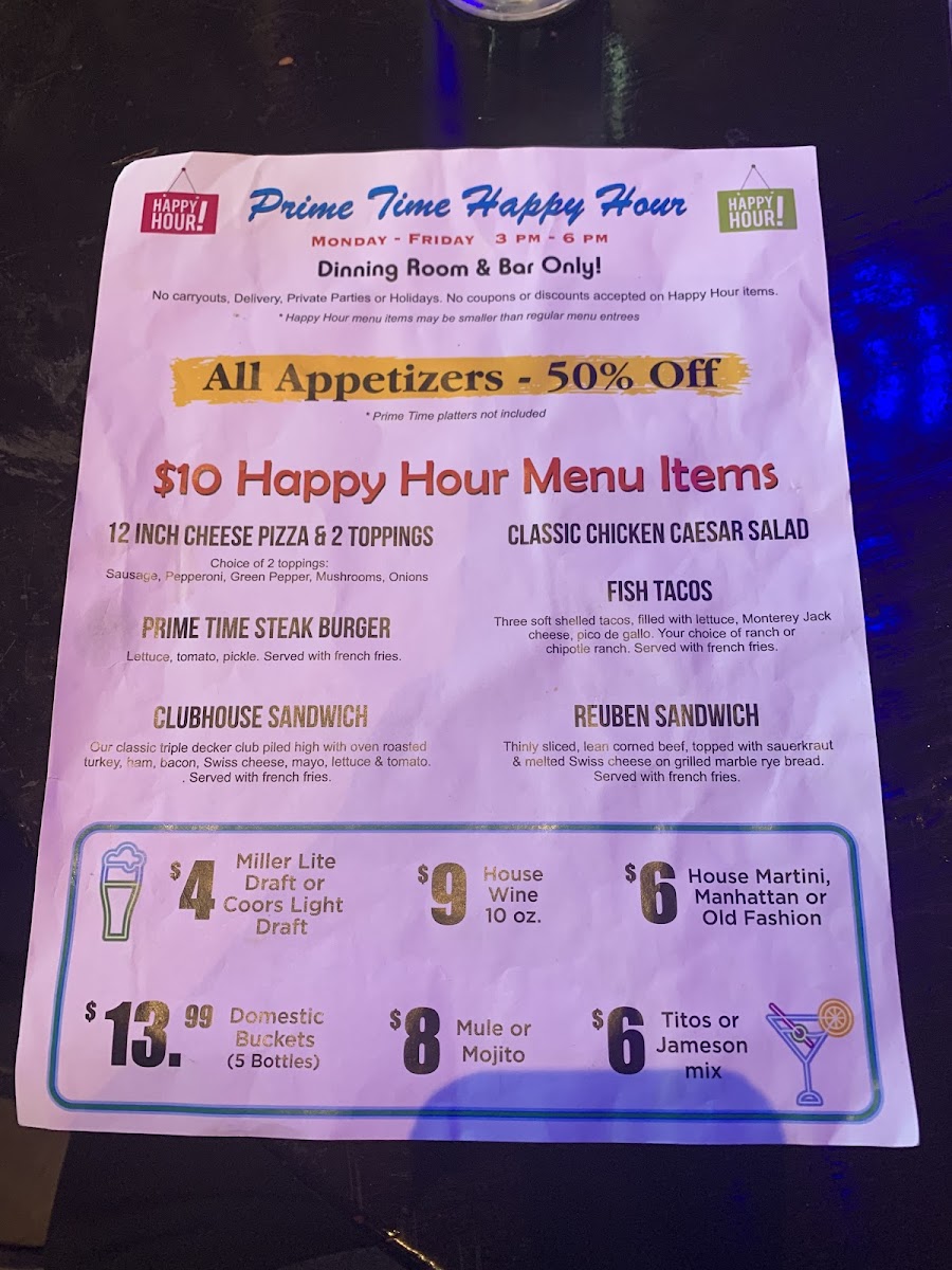 Prime Time Restaurant Menu - Image 6